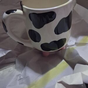 Pier 1 Pink and White Cow Mug